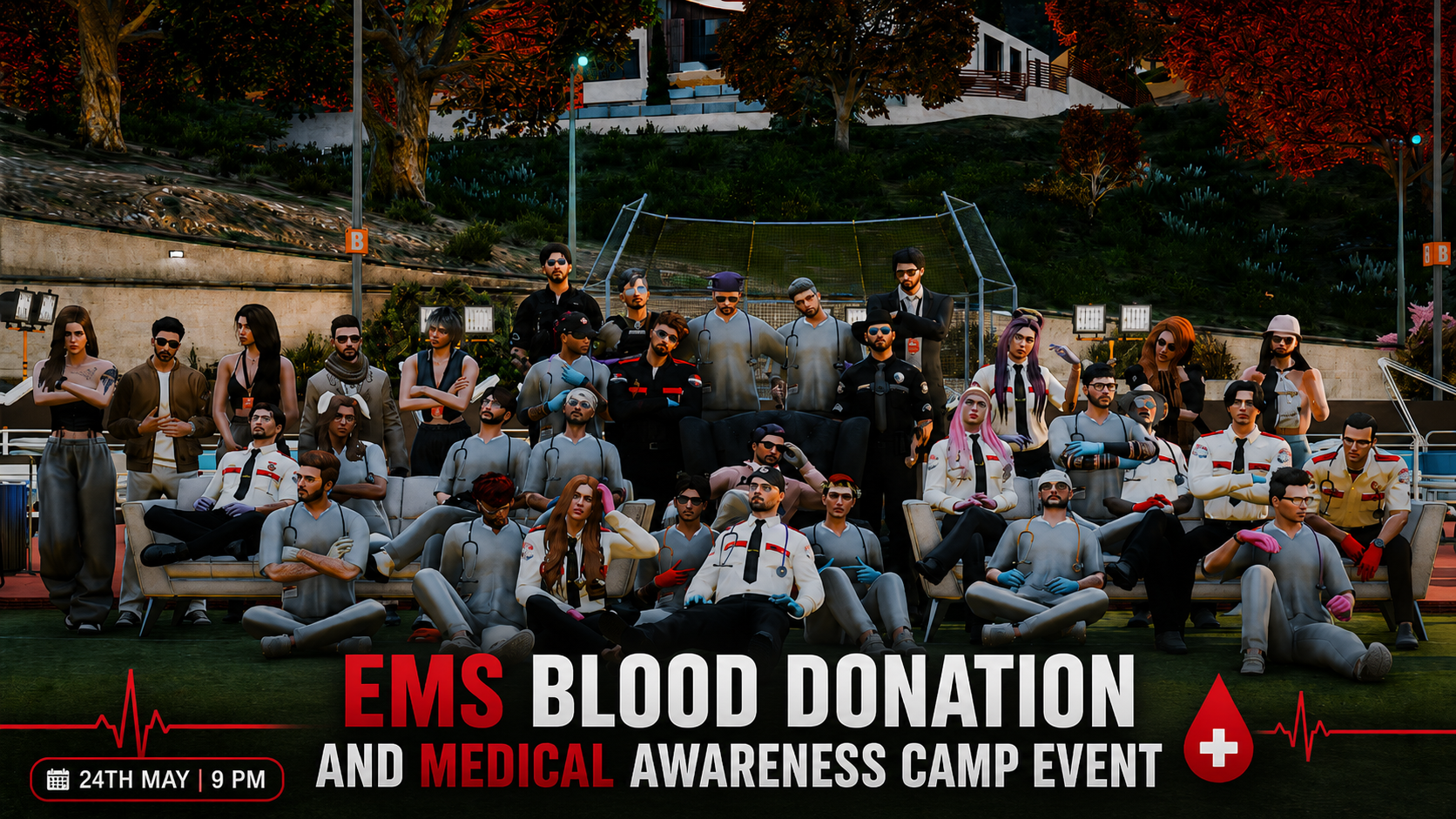 EMS Blood Donation and Medical Awareness Camp group photo from the event
